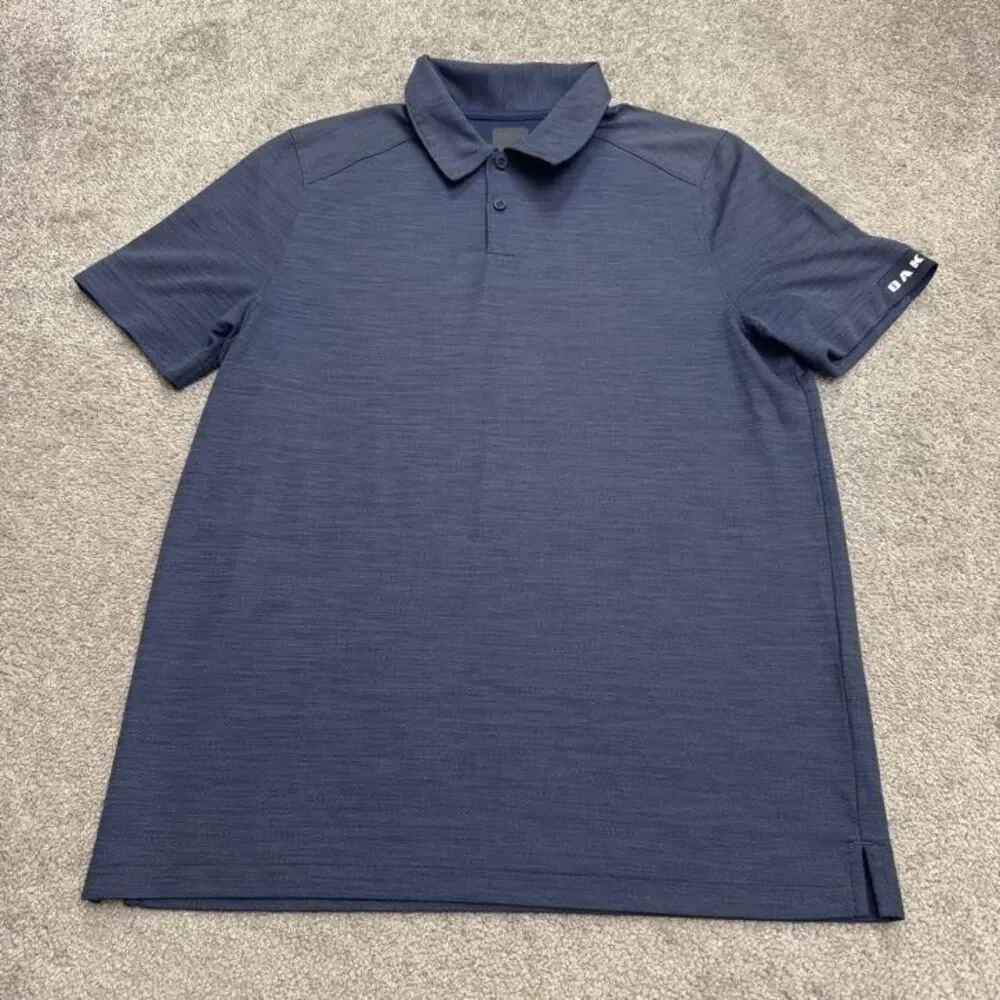 Oakley Performance Golf Polo Shirt Mens Medium Heather Blue Activewear Athletic